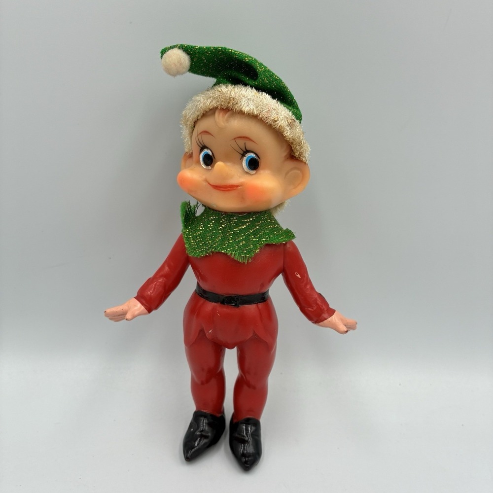 Vintage Plastic Elf Hand Painted Made‎ In Japan Christmas